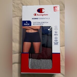 Champion women's Cotton Stretch Boyshorts 5-Pack - Black, Gray, Burgundy